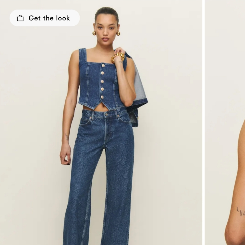Reformation Bo Denim Top Blue - Size 6